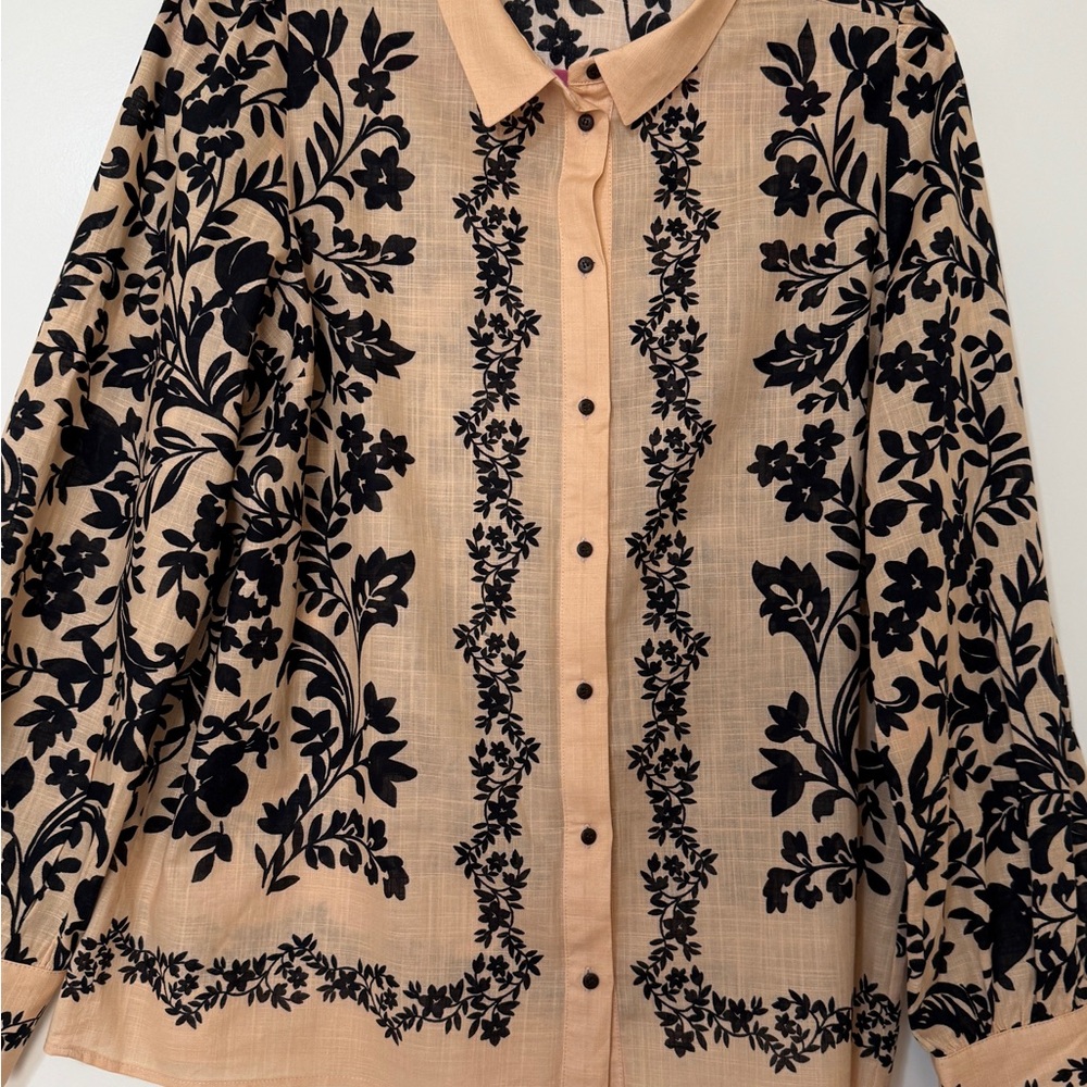 Sezane Floral Button-Up Blouse size 42